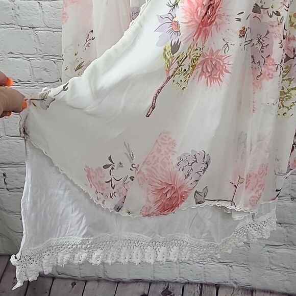 R Cinco Ranch Boho Hippie Western Embroidered Floral Print Draped Layered Vest - Picture 5 of 11